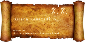 Kubina Kasszián névjegykártya